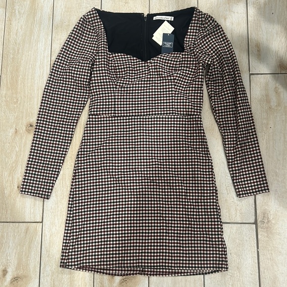 Abercrombie & Fitch NWT Fall Longsleeve Houndstooth Mini Dress Size XS - Picture 2 of 7